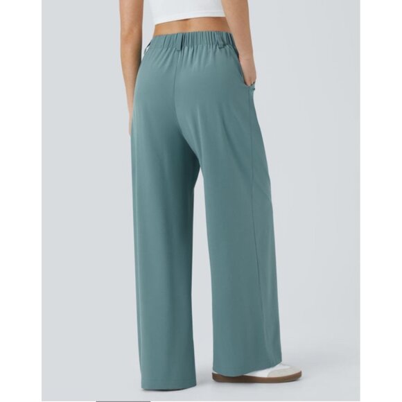Halara Breezeful High Waisted Pants Sz Small Pocket Wide Leg Flowy MIneral Blue - Picture 3 of 16